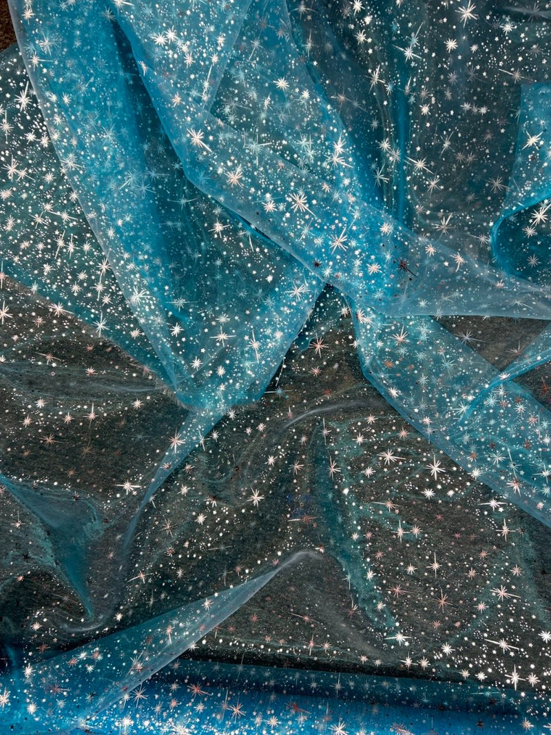 Star Print Organza stamped  by the yard