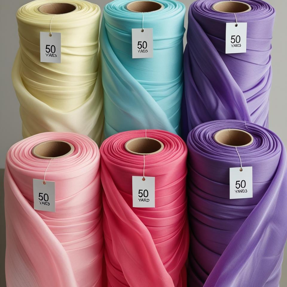 50 Yards × 60” Chiffon Fabric Roll (30+ Colors) | Wedding Draping Fabric