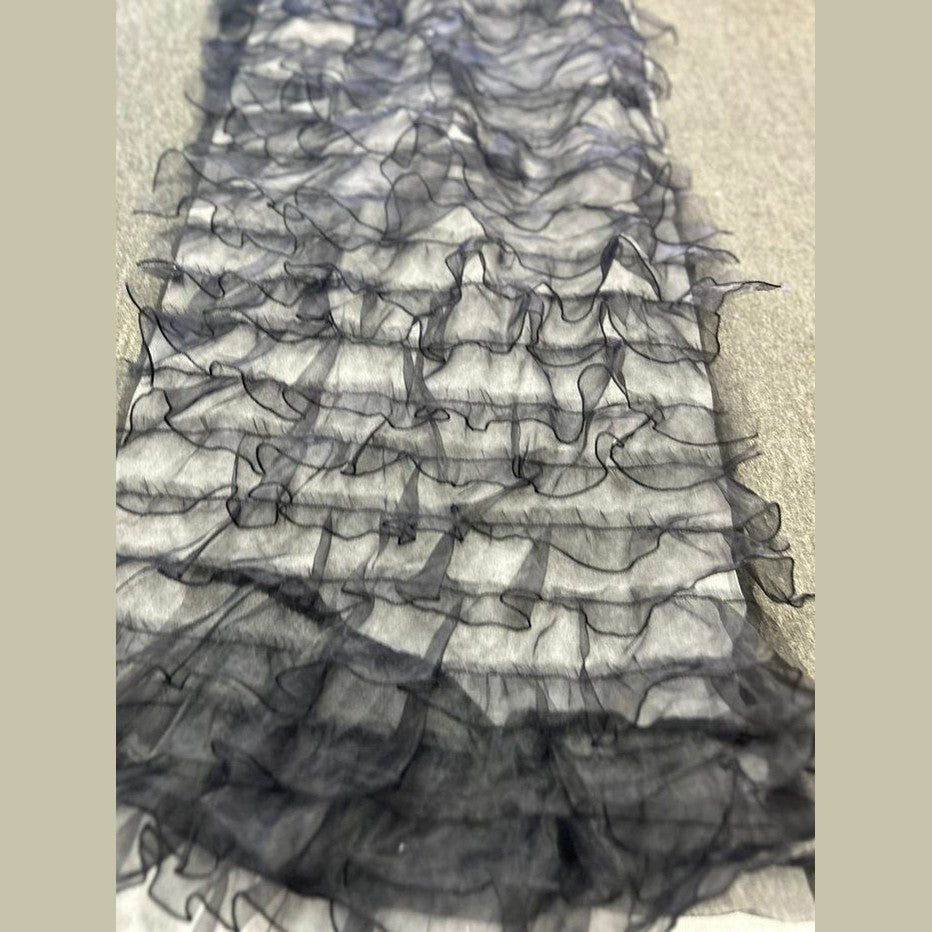 Ruffle Organza Fabric with Mesh  by the yard - New Star Fabrics