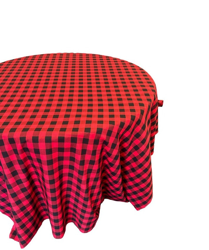 Checkered Plaid Round Tablecloth 108  inches