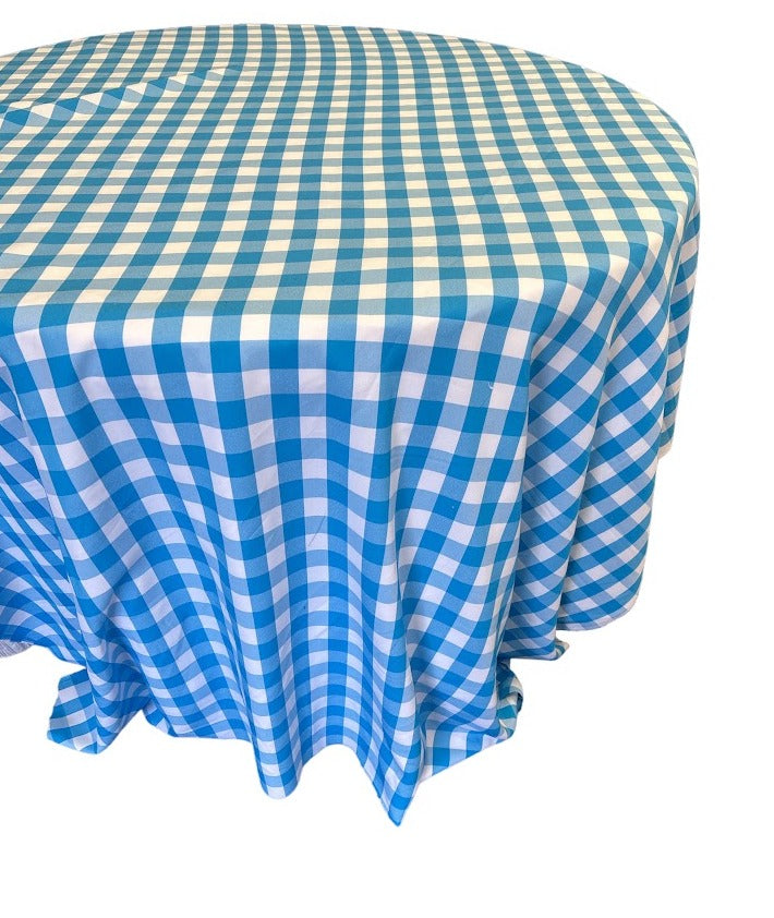 Checkered Plaid Round Tablecloth 108  inches