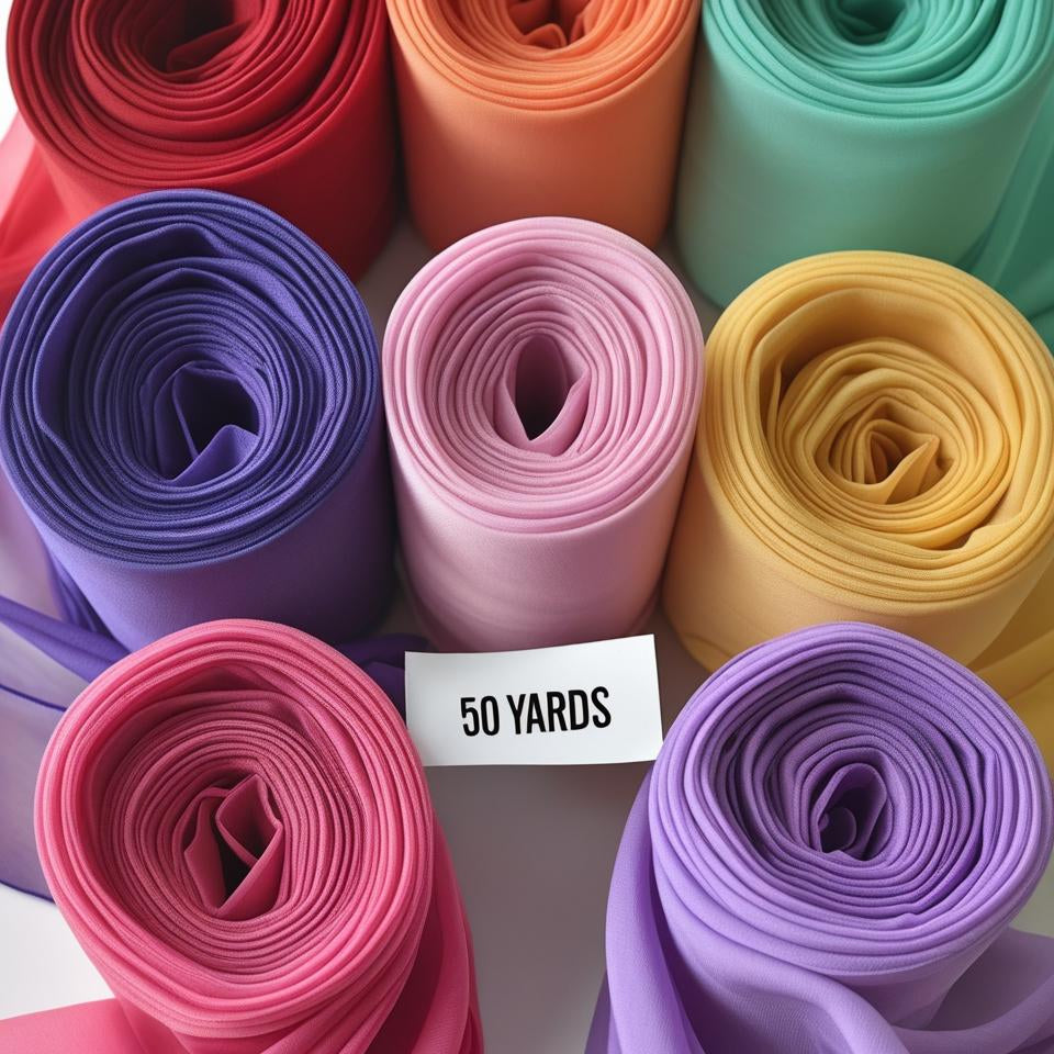 50 Yards × 60” Chiffon Fabric Roll (30+ Colors) | Wedding Draping Fabric