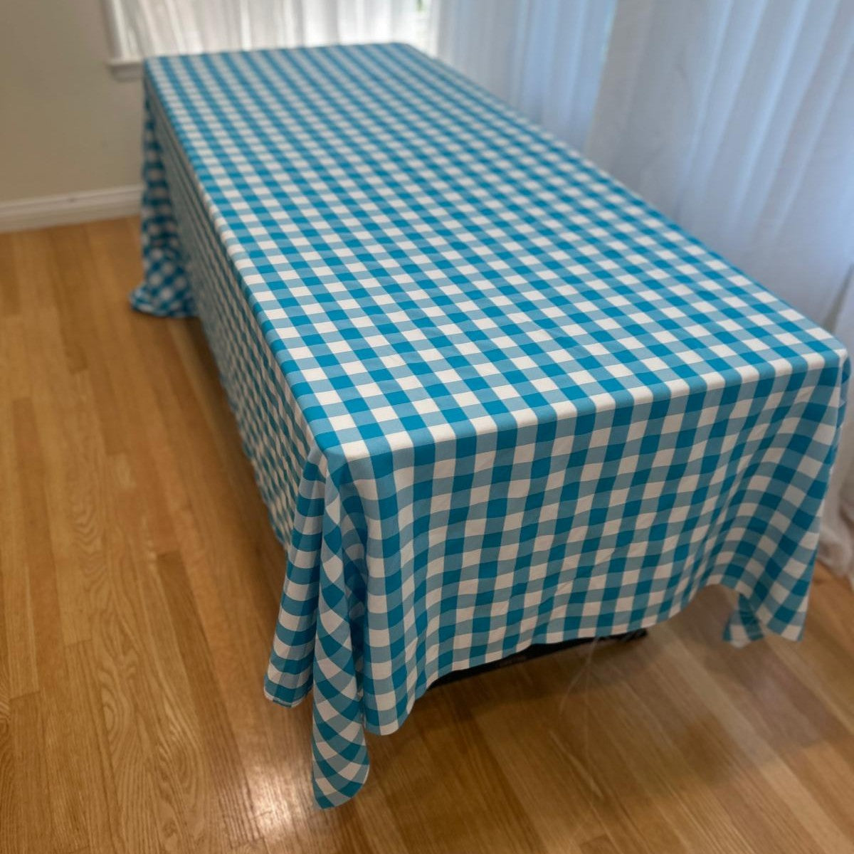Gingham Checkered Poly Poplin Tablecloth 60 x 108 Inch