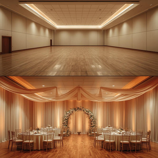How Fabric Transforms an Empty Event Space Into a Luxury Wedding Venue