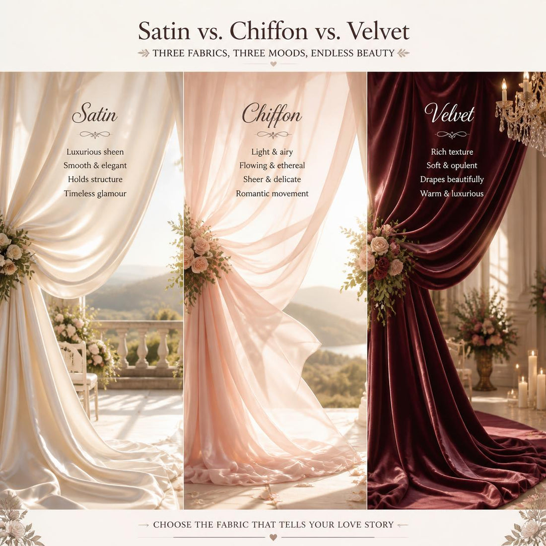 Satin vs. Chiffon vs. Velvet: Which Fabric Creates the Most Luxurious Wedding Look?