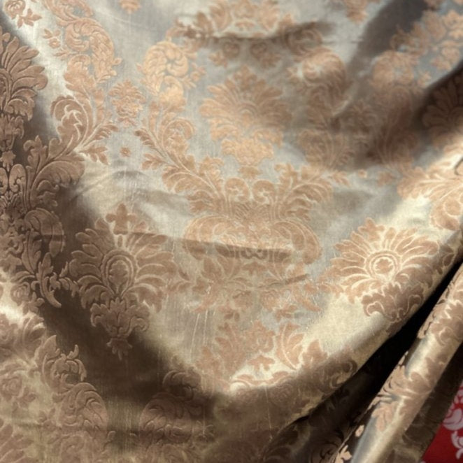 Flocked Damask Taffeta Fabric
