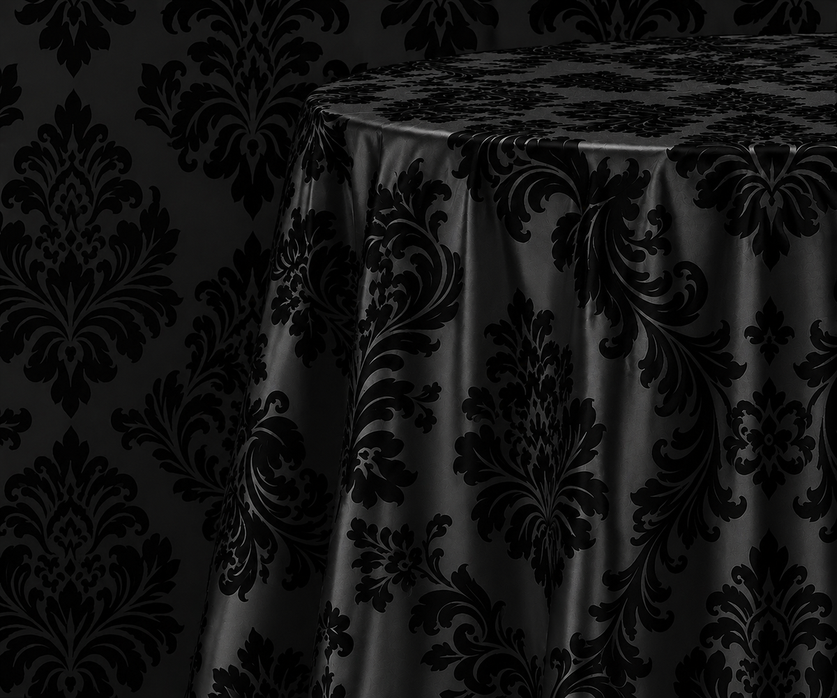 Damask Flocking Taffeta Round Tablecloth-72''-90''-108'' & 120'' Round