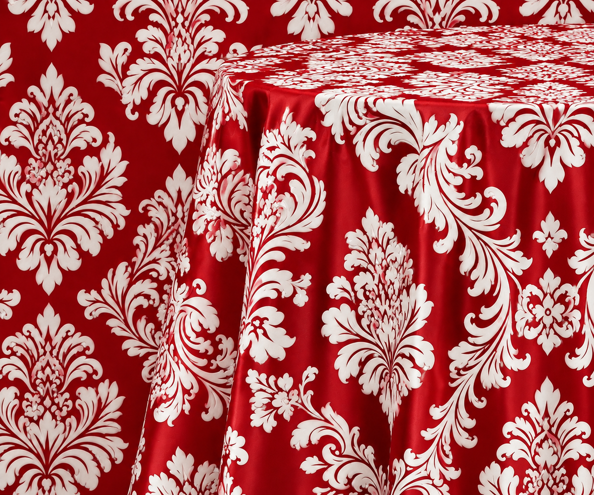 Damask Flocking Taffeta Round Tablecloth-72''-90''-108'' & 120'' Round