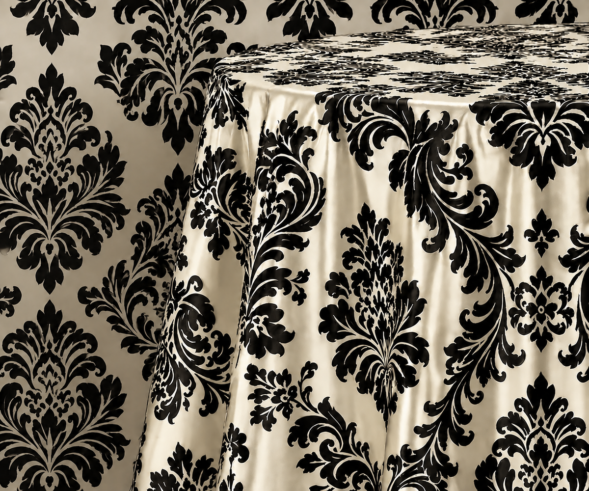 Damask Flocking Taffeta Round Tablecloth-72''-90''-108'' & 120'' Round