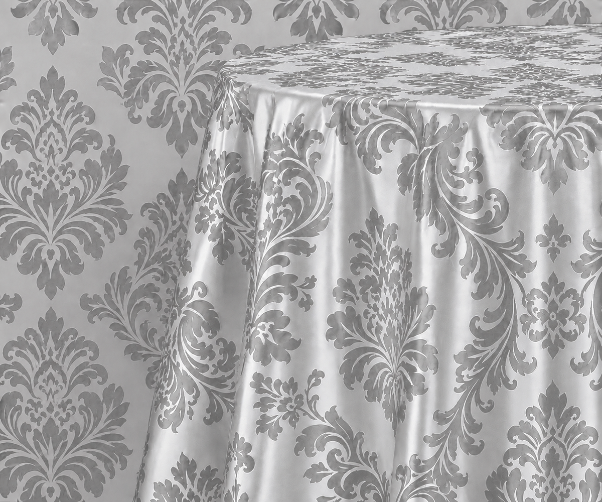Damask Flocking Taffeta Round Tablecloth-72''-90''-108'' & 120'' Round