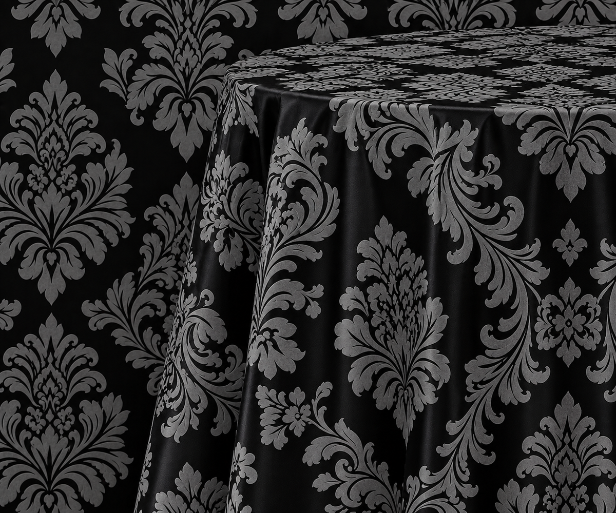 Damask Flocking Taffeta Round Tablecloth-72''-90''-108'' & 120'' Round
