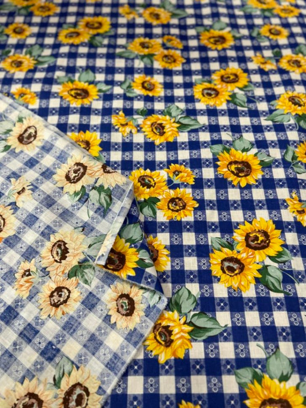 Sunflower Print Poly Cotton Fabric 60 Inches Wide  by the yard