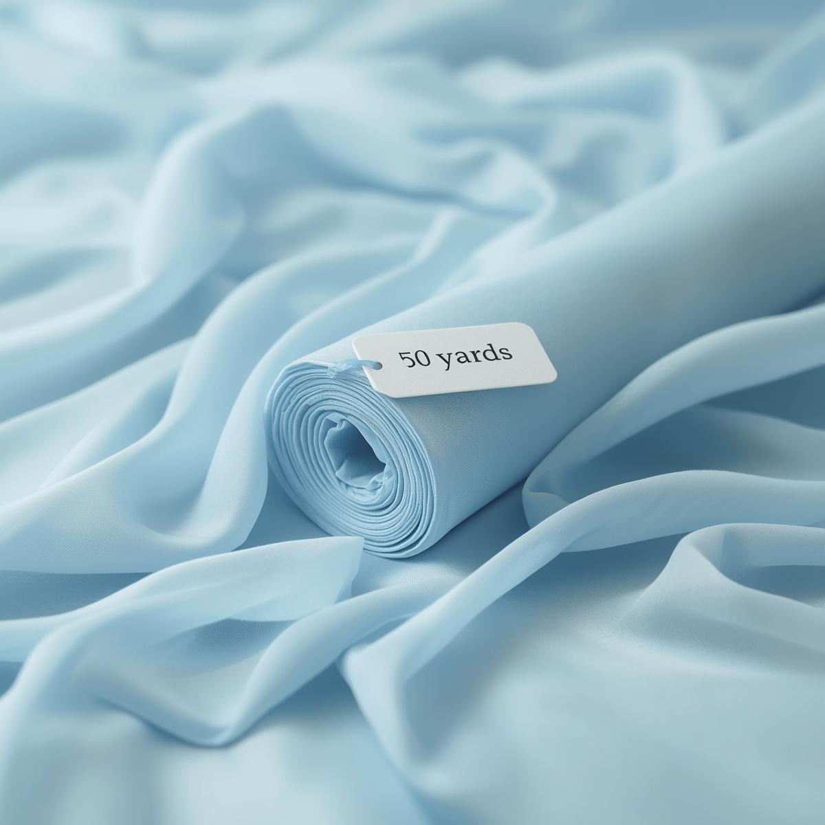 60 inch wide chiffon fabric roll 50 yards continuous soft silky draping fabric baby blue