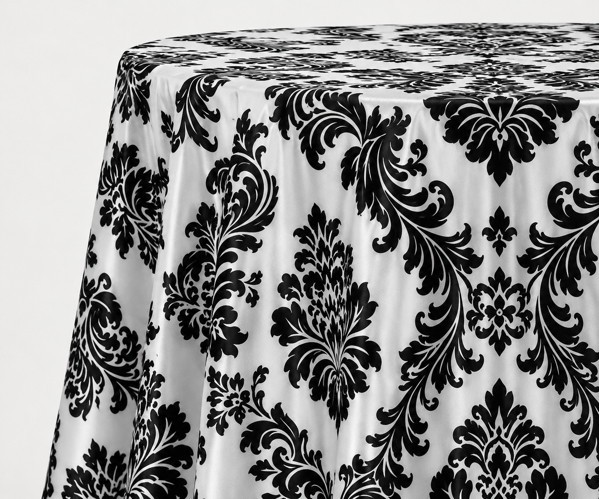 Damask Flocking Taffeta Round Tablecloth-72''-90''-108'' & 120'' Round