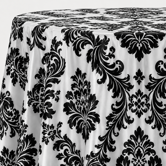 Damask Flocking Taffeta Round Tablecloth-72''-90''-108'' & 120'' Round