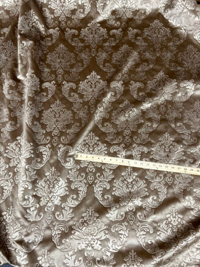 Embossed Damask Velvet Drapery Upholstery Fabric  by the yard