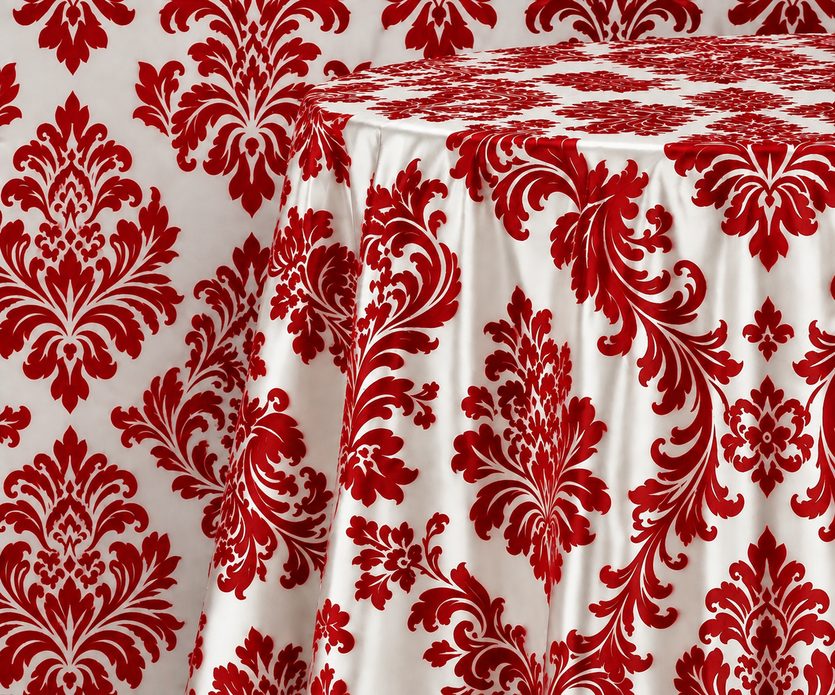 Damask Flocking Taffeta Round Tablecloth-72''-90''-108'' & 120'' Round