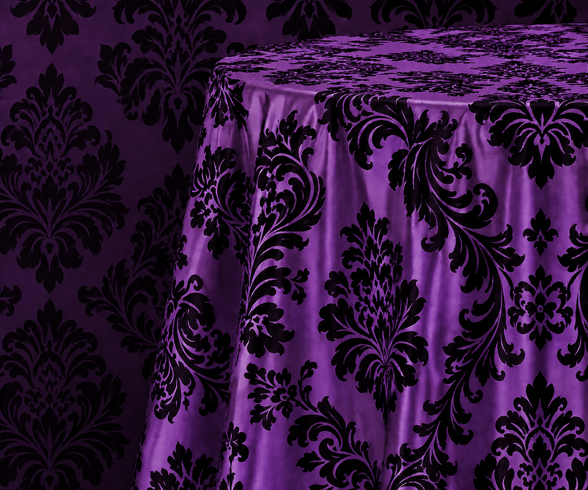 Damask Flocking Taffeta Round Tablecloth-72''-90''-108'' & 120'' Round
