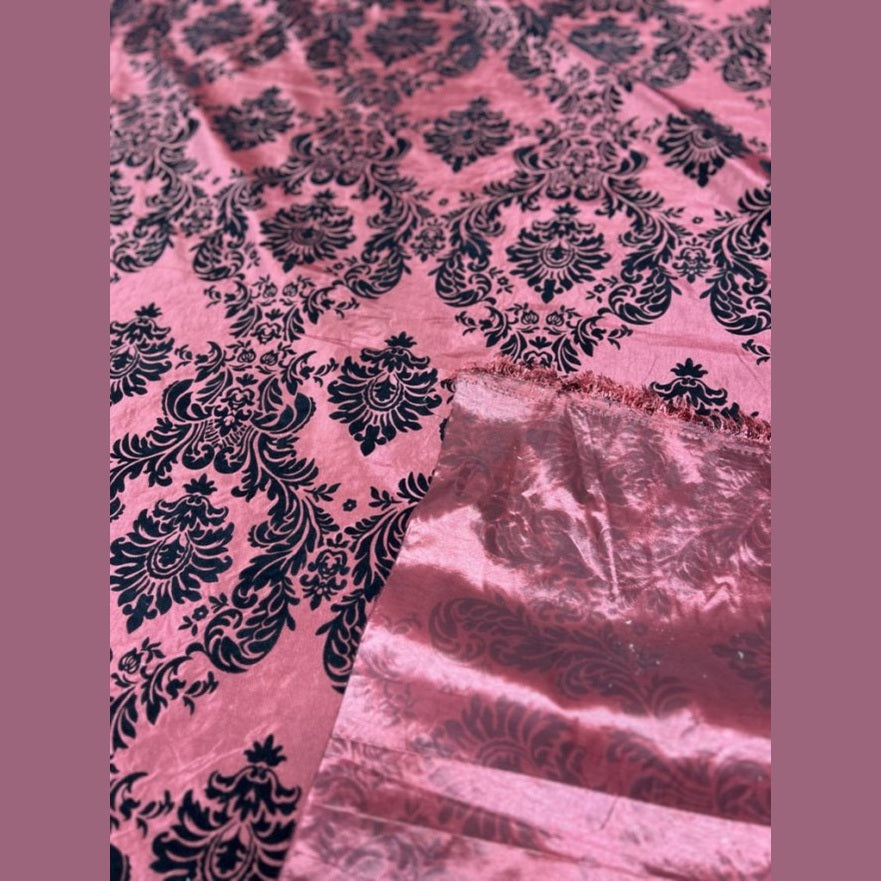 Flocked Damask Taffeta Fabric