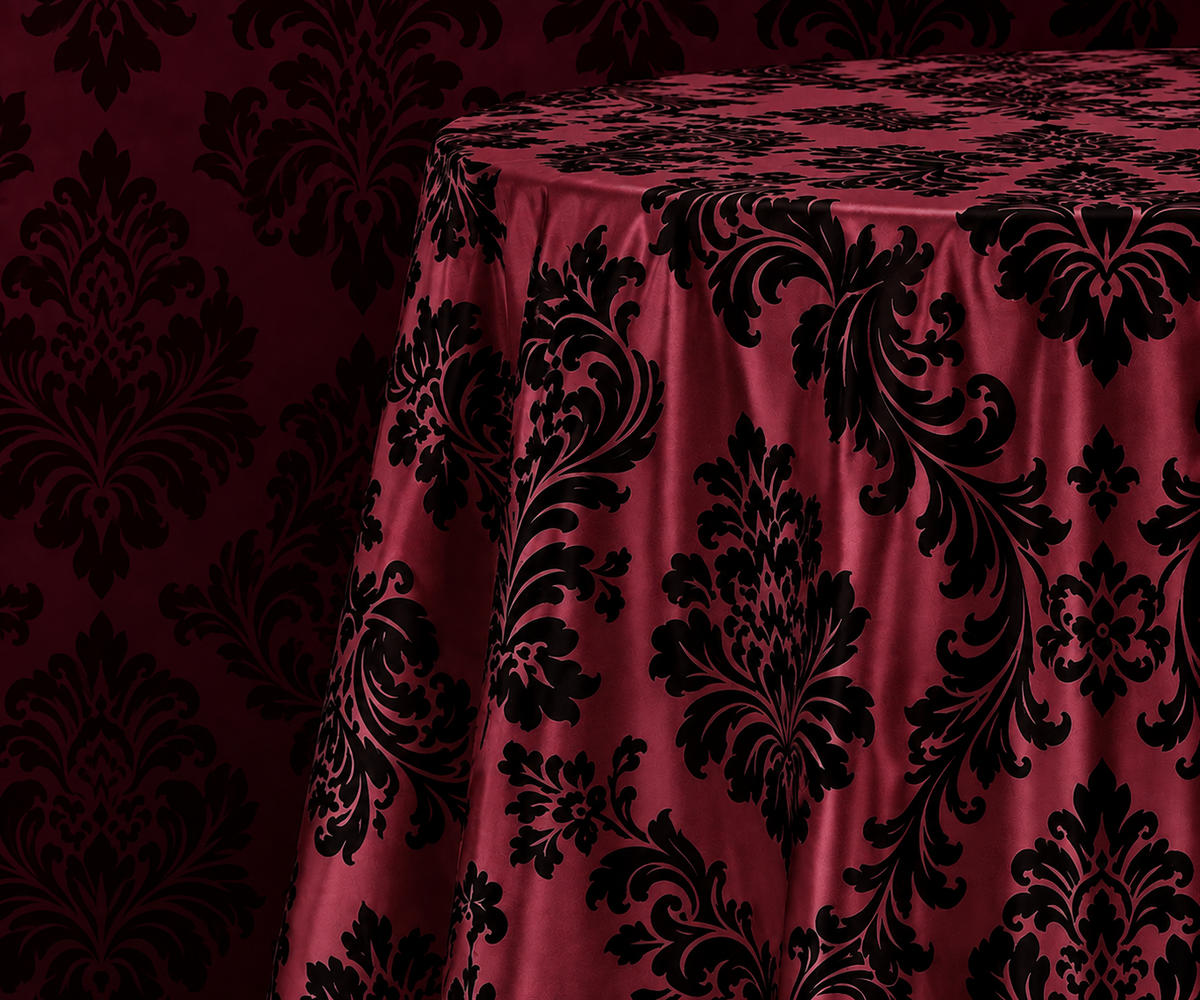 Damask Flocking Taffeta Round Tablecloth-72''-90''-108'' & 120'' Round