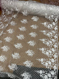 Embroidery Checkered Flowers Lace Mesh  by the yard