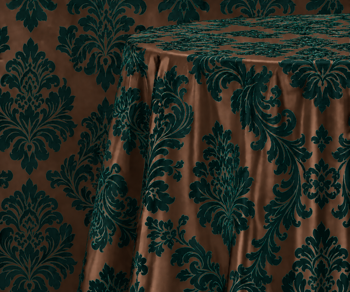 Damask Flocking Taffeta Round Tablecloth-72''-90''-108'' & 120'' Round