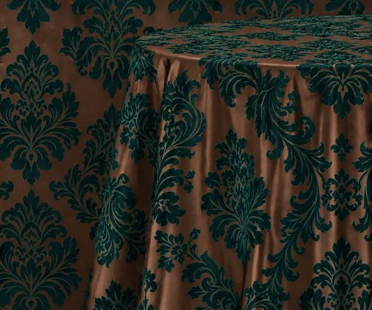 Damask Flocking Taffeta Round Tablecloth-72''-90''-108'' & 120'' Round