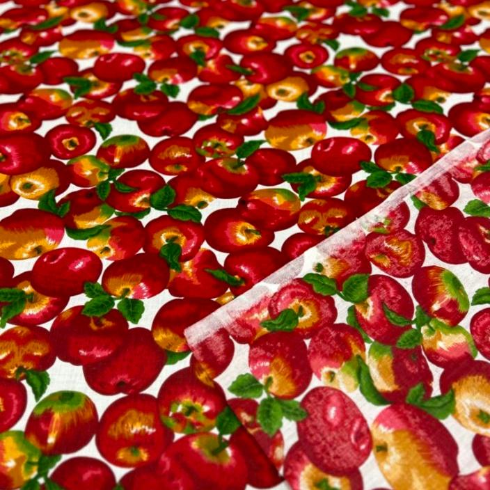 Apple Print Poly Cotton Fabric by the yard 58 inched - New Star Fabrics
