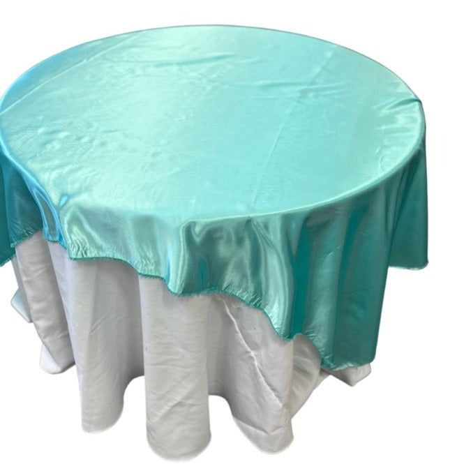 Aqua Table Overlay Satin 58 X 58 Inches - New Star Fabrics