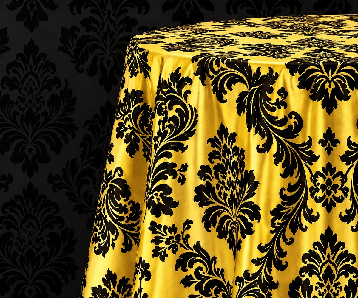 Damask Flocking Taffeta Round Tablecloth-72''-90''-108'' & 120'' Round