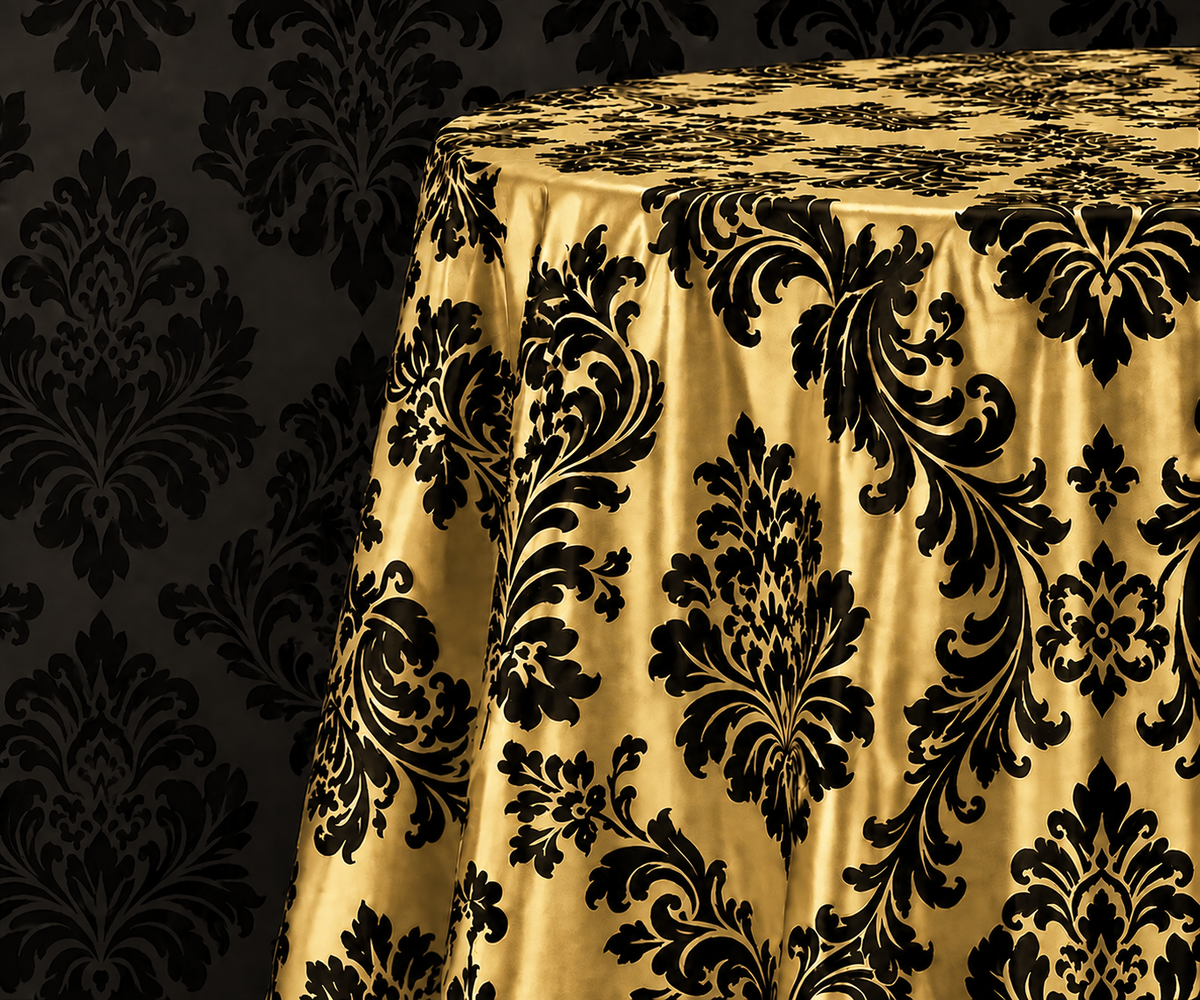 Damask Flocking Taffeta Round Tablecloth-72''-90''-108'' & 120'' Round