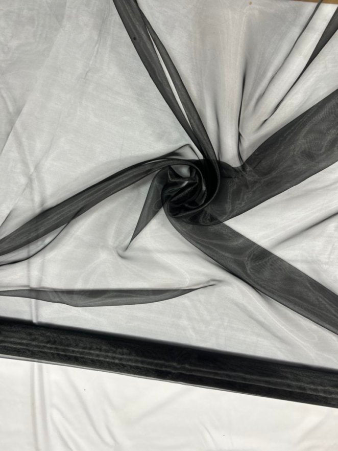 Black Crystal Organza Fabric by the yard - New Star Fabrics