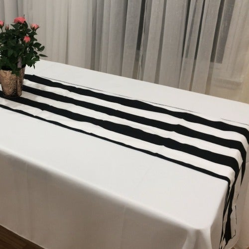 Black and White Classic Cotton Striped 2'' Table Runners 12'' BY 108'' - New Star Fabrics