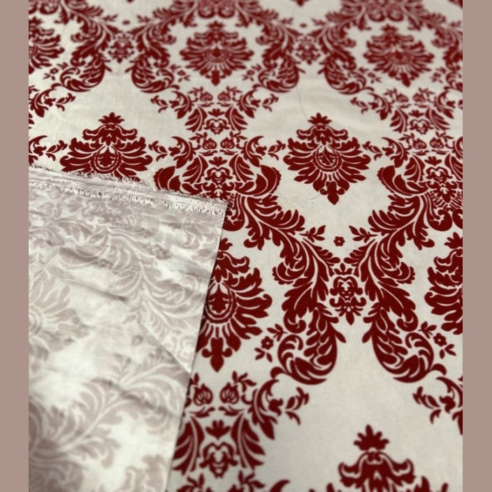 Flocked Damask Taffeta Fabric