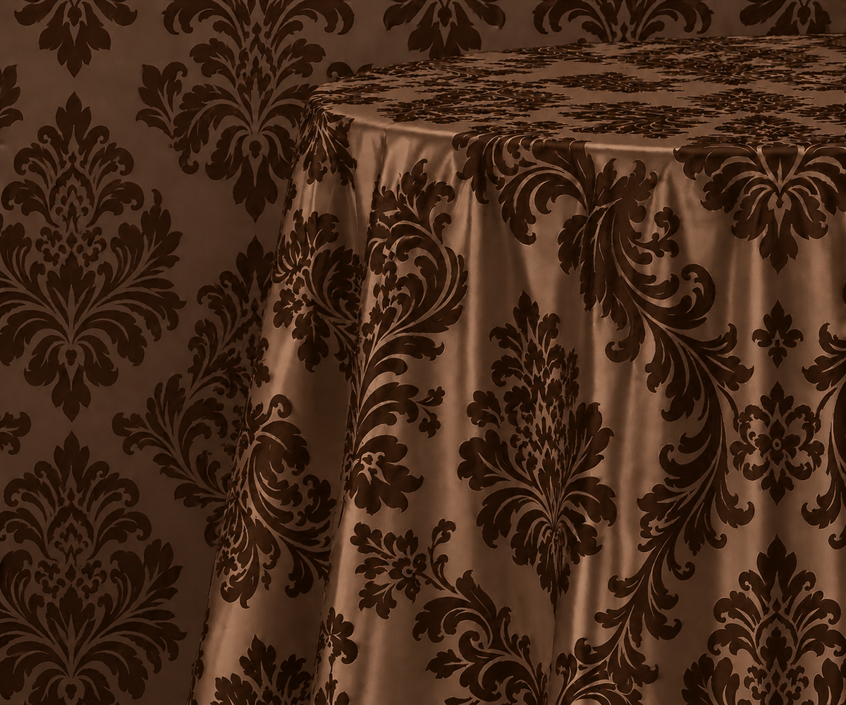 Damask Flocking Taffeta Round Tablecloth-72''-90''-108'' & 120'' Round