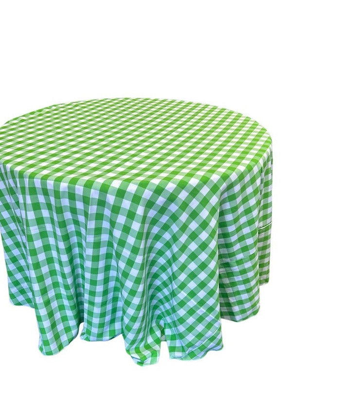Checkered Plaid Round Tablecloth 108  inches - New Star Fabrics