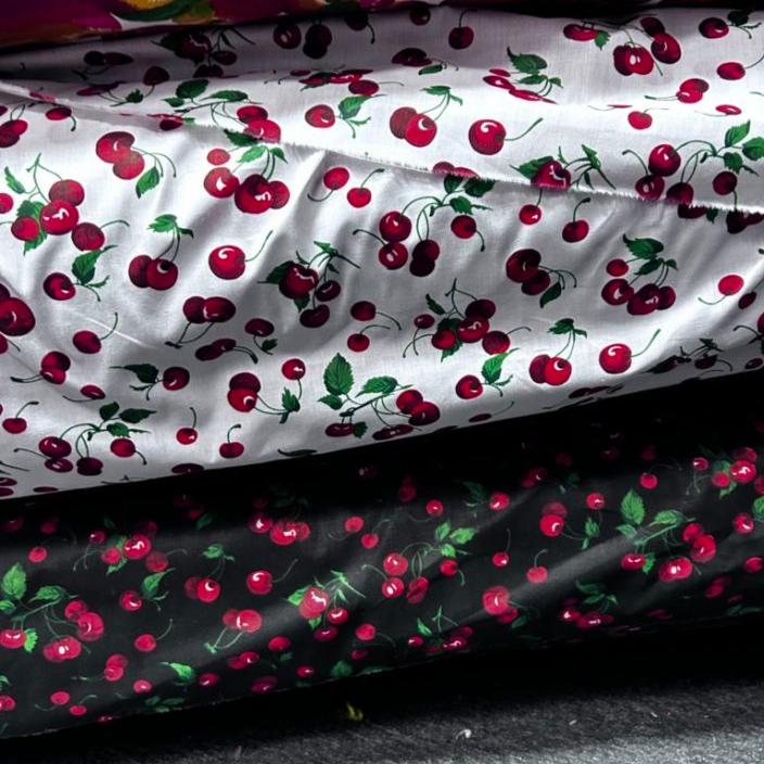 Cherry print Poly Cotton Fabric  by the yard 58 inches - New Star Fabrics