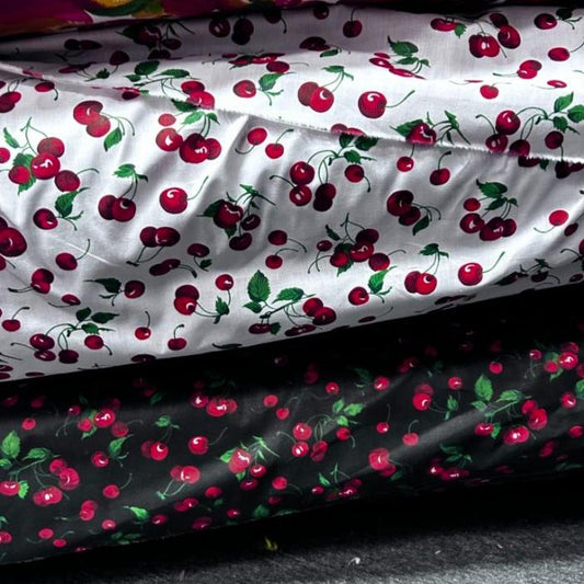 Cherry print Poly Cotton Fabric  by the yard 58 inches - New Star Fabrics