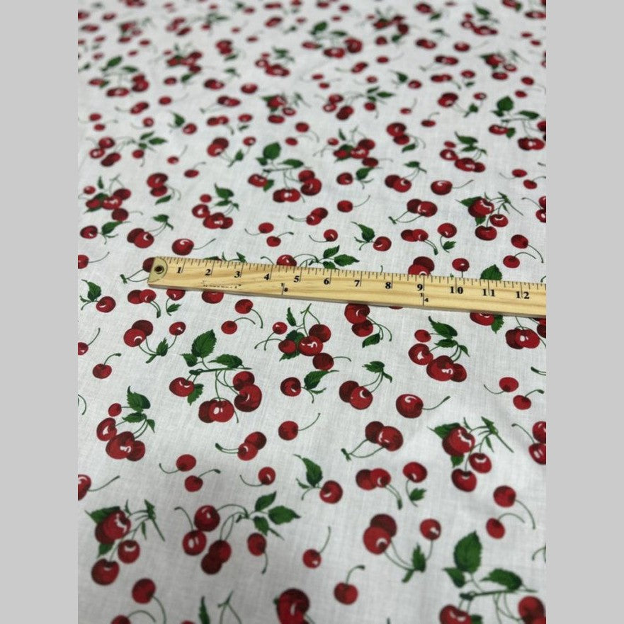 Cherry print Poly Cotton Fabric  by the yard 58 inches - New Star Fabrics