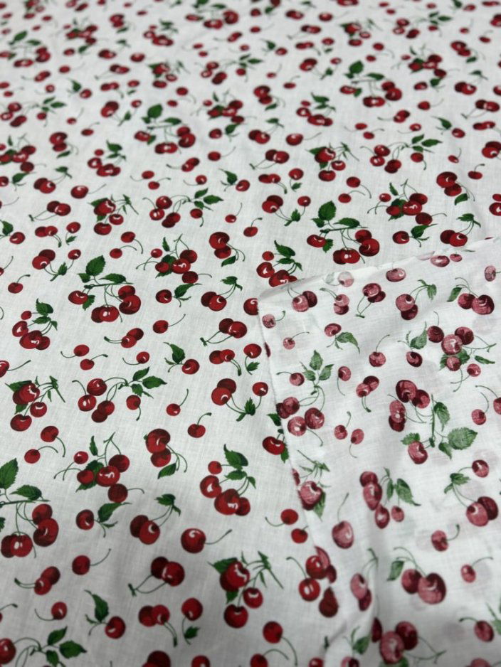 Cherry print Poly Cotton Fabric  by the yard 58 inches - New Star Fabrics