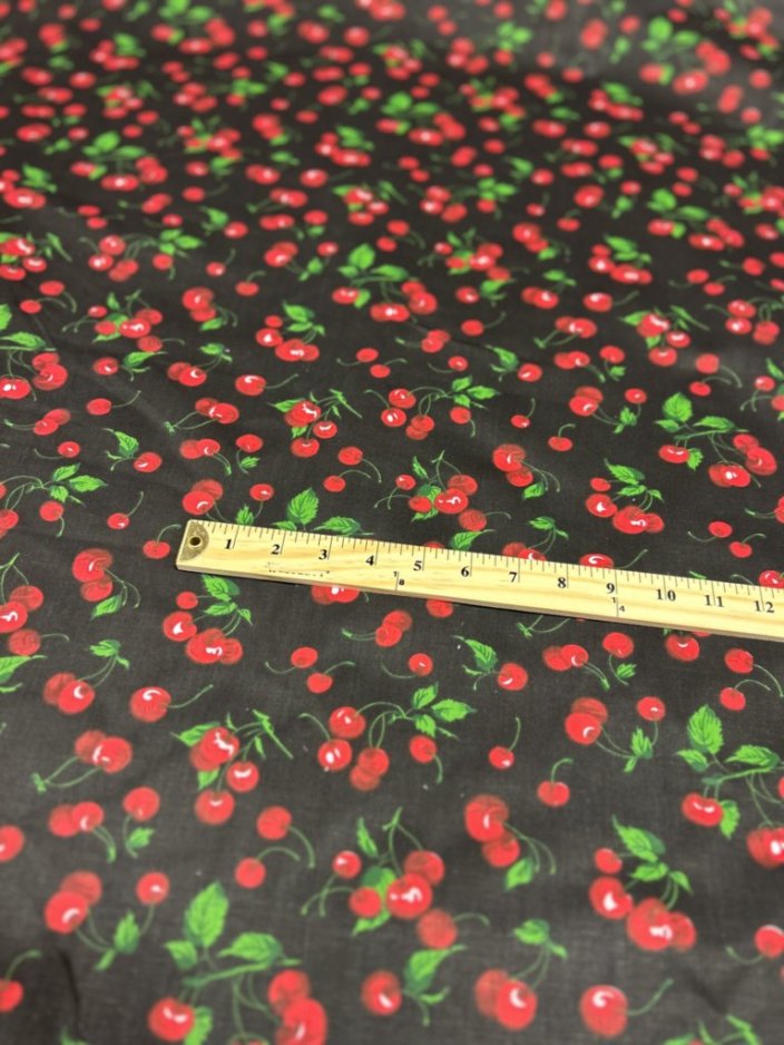 Cherry print Poly Cotton Fabric  by the yard 58 inches - New Star Fabrics
