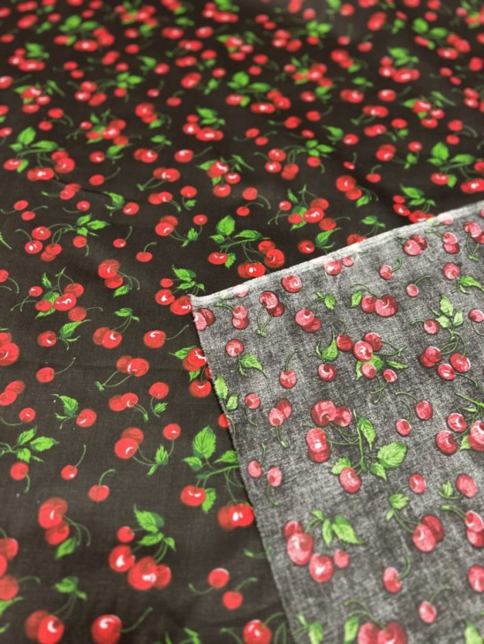 Cherry print Poly Cotton Fabric  by the yard 58 inches - New Star Fabrics