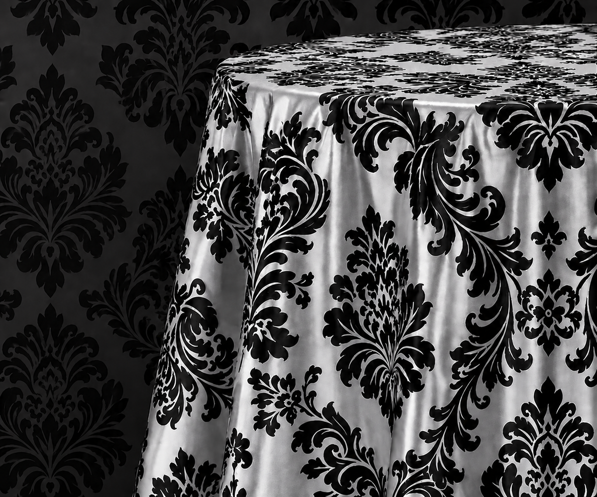 Damask Flocking Taffeta Round Tablecloth-72''-90''-108'' & 120'' Round