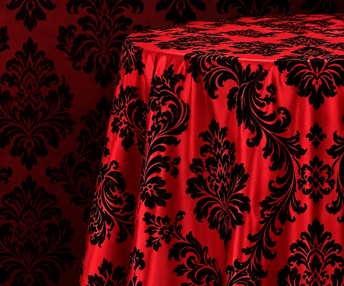 Damask Flocking Taffeta Round Tablecloth-72''-90''-108'' & 120'' Round