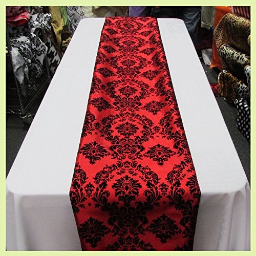 Damask Flocking Taffeta Table Runners - 14" X 108" Inches Tablecloth 4 pieces - New Star Fabrics