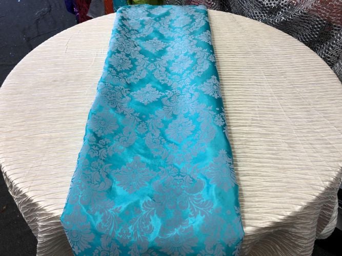 Damask Flocking Taffeta Table Runners - 14" X 108" Inches Tablecloth 4 pieces - New Star Fabrics