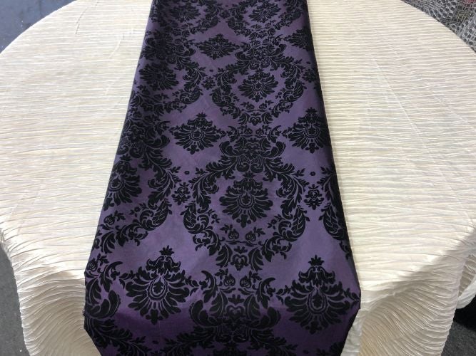 Damask Flocking Taffeta Table Runners - 14" X 108" Inches Tablecloth 4 pieces - New Star Fabrics