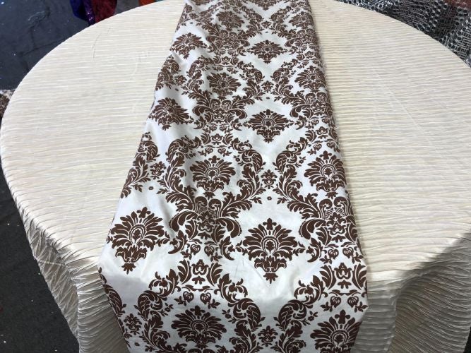 Damask Flocking Taffeta Table Runners - 14" X 108" Inches Tablecloth 4 pieces - New Star Fabrics