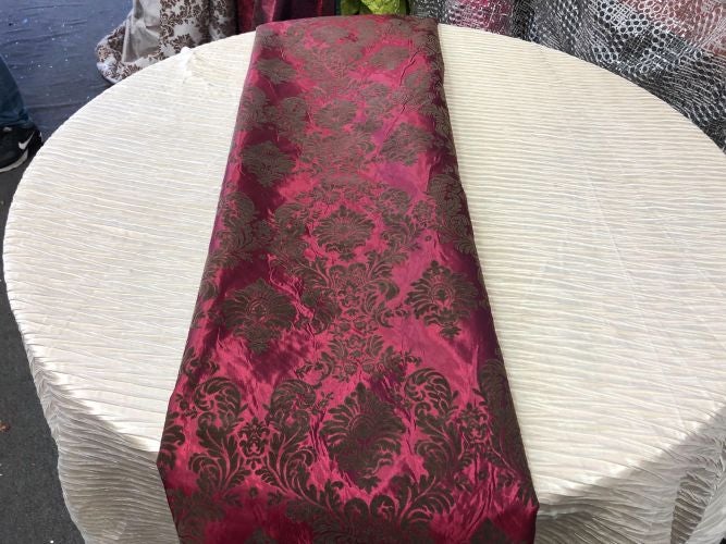 Damask Flocking Taffeta Table Runners - 14" X 108" Inches Tablecloth 4 pieces - New Star Fabrics