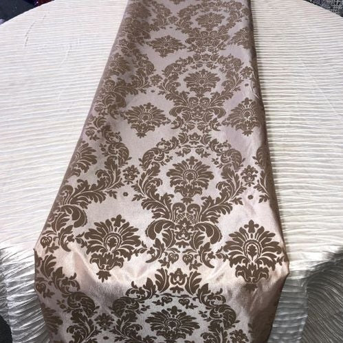 Damask Flocking Taffeta Table Runners - 14" X 108" Inches Tablecloth 4 pieces - New Star Fabrics